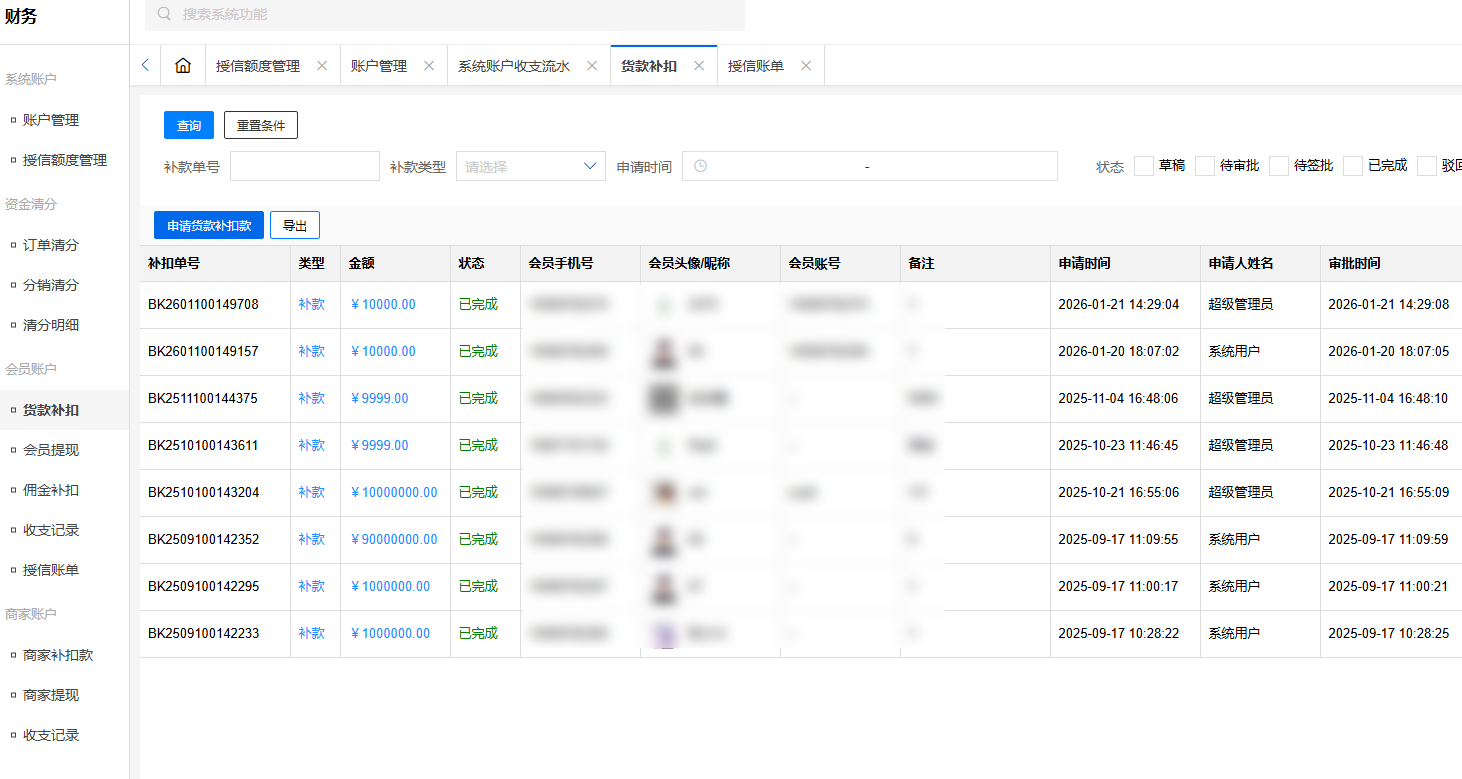 结算-贷款补扣 结算-贷款补扣